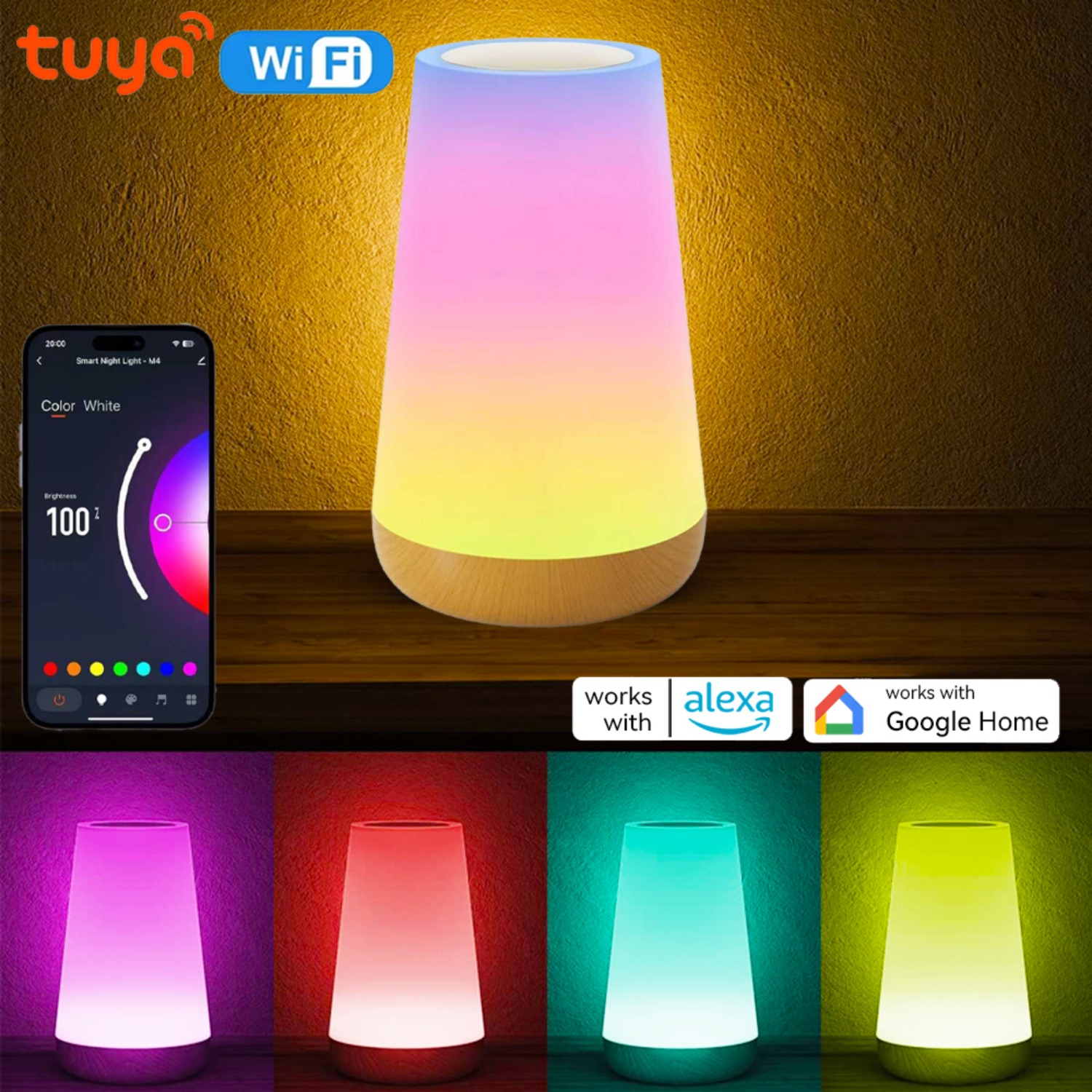 Rgb Desk Lamp Smart - USB Rechargeable Tuya WiFi Smart Table